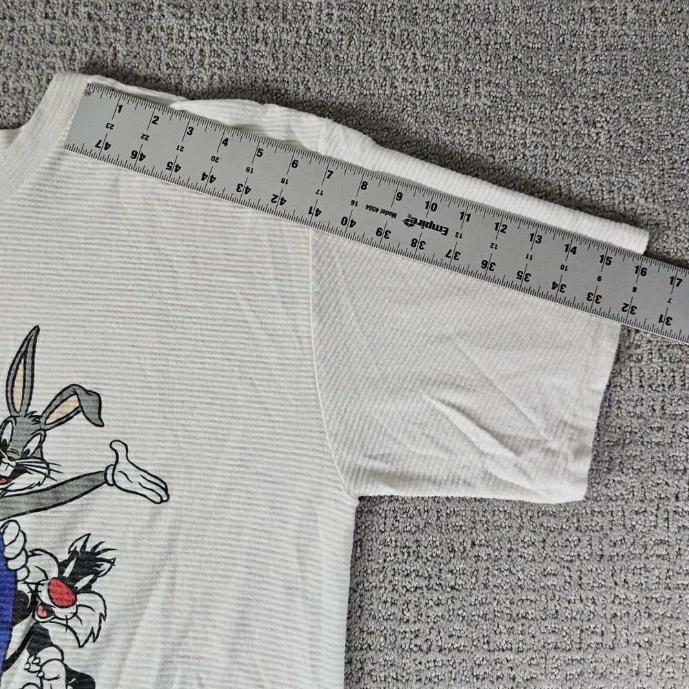 Warner Bros Big Sleeping White Ribbed T Shirt One Size Fits All Bugs Bunny Taz - Picture 8 of 10